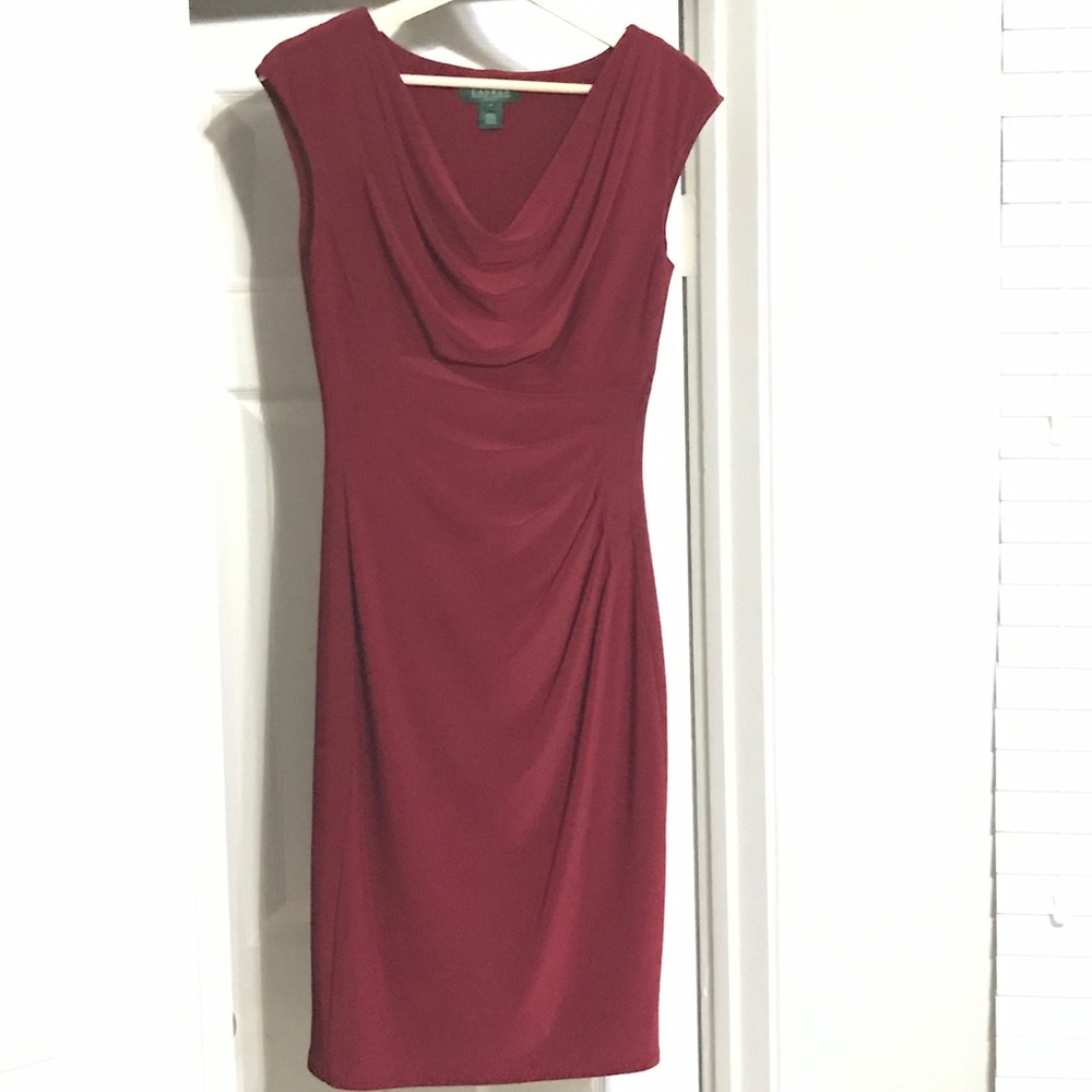 Lauren Ralph Lauren Cocktail Dress in Maroon Sz 4